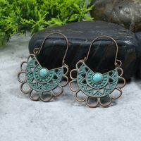 1 Pair Hip-Hop Retro Solid Color Inlay Alloy Turquoise Drop Earrings main image 5