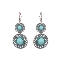1 Pair Hip-Hop Retro Solid Color Inlay Alloy Turquoise Drop Earrings sku image 4