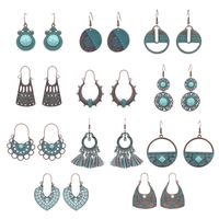 1 Pair Hip-Hop Retro Solid Color Inlay Alloy Turquoise Drop Earrings main image 2