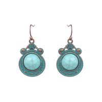 1 Pair Hip-Hop Retro Solid Color Inlay Alloy Turquoise Drop Earrings sku image 3