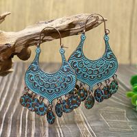 1 Pair Hip-Hop Retro Leaf Inlay Alloy Turquoise Drop Earrings main image 5