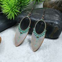 1 Pair Hip-Hop Retro Leaf Inlay Alloy Turquoise Drop Earrings main image 3