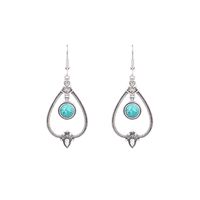 1 Pair Ethnic Style Round Inlay Alloy Turquoise Drop Earrings sku image 6