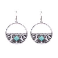 1 Pair Ethnic Style Round Inlay Alloy Turquoise Drop Earrings sku image 13
