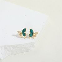 1 Pair Simple Style Animal Inlay Shell Copper Zircon 14K Gold Plated Earrings main image 4