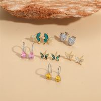 1 Pair Simple Style Animal Inlay Shell Copper Zircon 14K Gold Plated Earrings main image 5