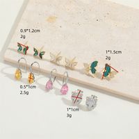 1 Pair Simple Style Animal Inlay Shell Copper Zircon 14K Gold Plated Earrings main image 2
