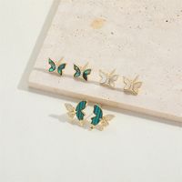 1 Pair Simple Style Animal Inlay Shell Copper Zircon 14K Gold Plated Earrings main image 6