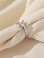 Wholesale Luxurious Wedding Shiny Round Copper Inlay Rhinestones Rings sku image 1