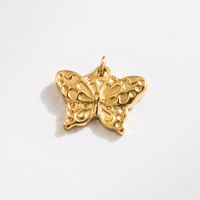 1 Piece 19 * 13mm 25 * 20mm Diameter 15mm Hole 1~1.9mm Stainless Steel 14K Gold Plated Butterfly Bow Knot Polished Pendant main image 3