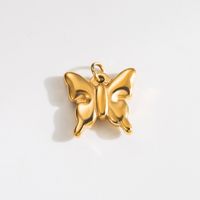 1 Piece 19 * 13mm 25 * 20mm Diameter 15mm Hole 1~1.9mm Stainless Steel 14K Gold Plated Butterfly Bow Knot Polished Pendant main image 4