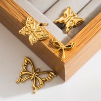 1 Piece 19 * 13mm 25 * 20mm Diameter 15mm Hole 1~1.9mm Stainless Steel 14K Gold Plated Butterfly Bow Knot Polished Pendant main image 1
