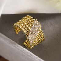 Wholesale Simple Style Commute Solid Color Copper Plating Inlay 18K Gold Plated Zircon Open Rings sku image 3
