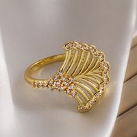 Wholesale Simple Style Commute Solid Color Copper Plating Inlay 18K Gold Plated Zircon Open Rings sku image 5