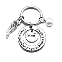 Simple Style Letter Wings 201 Stainless Steel Zinc Alloy Stoving Varnish Polishing Artificial Pearls Mother'S Day Father'S Day Unisex Keychain Bag Pendant main image 1