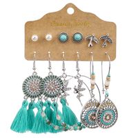 1 Set Ethnic Style Color Block Inlay Alloy Turquoise Drop Earrings sku image 4