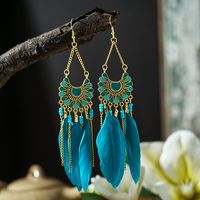 1 Pair Retro Leaf Alloy Feather Plating Women's Drop Earrings sku image 13