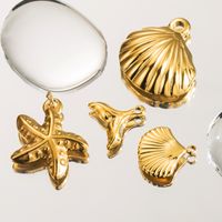 1 Piece 12.2 * 11mm 17.6 * Mm 18.1 * Mm Hole 1~1.9mm Stainless Steel 14K Gold Plated Starfish Shell Fish Tail Polished Pendant main image 1