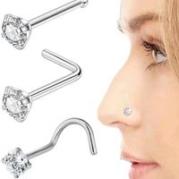 3 Pieces Nose Rings & Studs Simple Style Classic Style Solid Color Stainless Steel Inlay Zircon Nose Rings & Studs main image 3