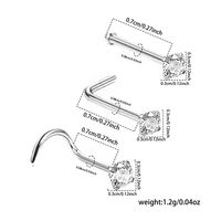 3 Stück Nasenringe Einfacher Stil Klassischer Stil Einfarbig Rostfreier Stahl Inlay Zirkon Nasenringe main image 8