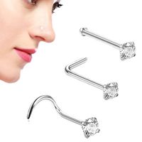 3 Pieces Nose Rings & Studs Simple Style Classic Style Solid Color Stainless Steel Inlay Zircon Nose Rings & Studs sku image 2
