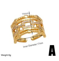 Wholesale Modern Style Simple Style Geometric Copper Plating Inlay 18K Gold Plated Zircon Rings main image 2