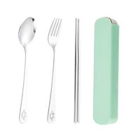 Casual Cute Solid Color 304 Stainless Steel Plastic Spoon 3 Pieces sku image 2