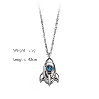 Sterling Silver Casual Simple Style Classic Style Inlay Spacecraft Glass Stone Pendant Necklace main image 2