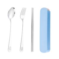 Casual Cute Solid Color 304 Stainless Steel Plastic Spoon 3 Pieces sku image 3