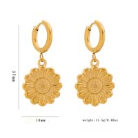 1 Pair IG Style Modern Style Classic Style Sunflower 304 Stainless Steel 18K Gold Plated Drop Earrings main image 2