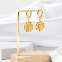 1 Pair IG Style Modern Style Classic Style Sunflower 304 Stainless Steel 18K Gold Plated Drop Earrings main image 5