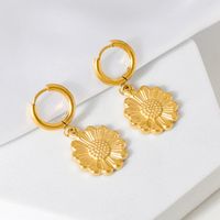 1 Pair IG Style Modern Style Classic Style Sunflower 304 Stainless Steel 18K Gold Plated Drop Earrings main image 1