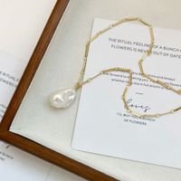 Y2K Nordic Style Exaggerated Irregular Freshwater Pearl Copper 18K Gold Plated Pendant Necklace In Bulk main image 3