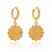 1 Pair IG Style Modern Style Classic Style Sunflower 304 Stainless Steel 18K Gold Plated Drop Earrings sku image 1