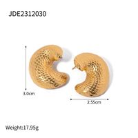 1 Pair IG Style Fish Scales 316 Stainless Steel  18K Gold Plated Earrings sku image 2