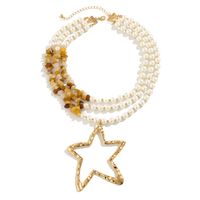 Retro Ethnic Style Star Artificial Pearl Alloy Turquoise Beaded Women's Three Layer Necklace main image 3