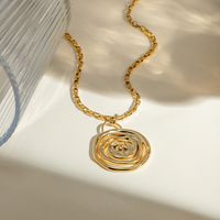Edelstahl 304 18 Karat Vergoldet IG-Stil Basic Klassischer Stil Spiral- Halskette Mit Anhänger main image 4