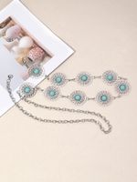 IG Style Ethnic Style Bohemian Round Oval Zinc Alloy Inlay Turquoise Silver Plated Women's Waist Chain main image 4