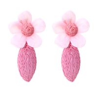 Pastoral Flower Raffia Gauze Women's Drop Earrings 1 Pair sku image 3