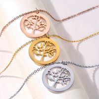 316 Stainless Steel  18K Gold Plated Simple Style Classic Style Plating Life Tree main image 3