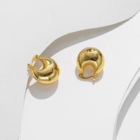 1 Pair Retro Simple Style Classic Style Solid Color 304 Stainless Steel 18K Gold Plated Earrings main image 3