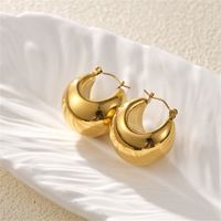 1 Pair Retro Simple Style Classic Style Solid Color 304 Stainless Steel 18K Gold Plated Earrings main image 4