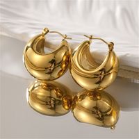 1 Pair Retro Simple Style Classic Style Solid Color 304 Stainless Steel 18K Gold Plated Earrings main image 1