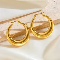 1 Pair Vintage Style Simple Style Solid Color Titanium Steel Titanium Steel 18K Gold Plated Ear Studs main image 10