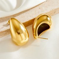 1 Pair Vintage Style Simple Style Solid Color Titanium Steel Titanium Steel 18K Gold Plated Ear Studs main image 7