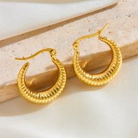 1 Par Estilo Vintage Estilo Simple Color Sólido Acero Titanio Acero Titanio Chapados en oro de 18k Pendientes sku image 3