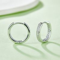 1 Pair Simple Style Shiny Circle GRA Certificate Inlay Sterling Silver Moissanite Rhodium Plated Earrings main image 4