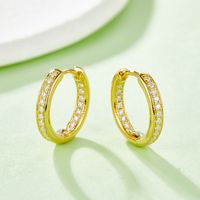 1 Pair Simple Style Shiny Circle GRA Certificate Inlay Sterling Silver Moissanite Rhodium Plated Earrings main image 5