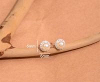 1 Pair Simple Style Classic Style Solid Color Inlay Copper Pearl Zircon Ear Studs main image 2