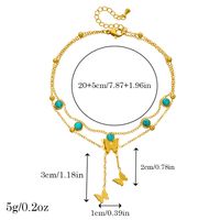 Vintage Style Butterfly 304 Stainless Steel Tassel Inlay Turquoise 18K Gold Plated Women's Anklet main image 2